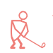 stick figure icon lining up golf club