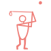 stick figure icon with golf club hitting ball