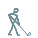 stick figure icon lining up golf club